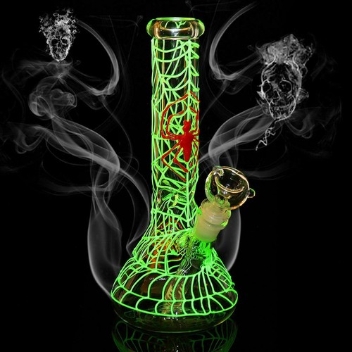 Glass bong spider web glow - 11",