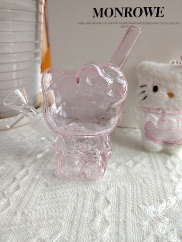 Pink cute kitty - pink, glass