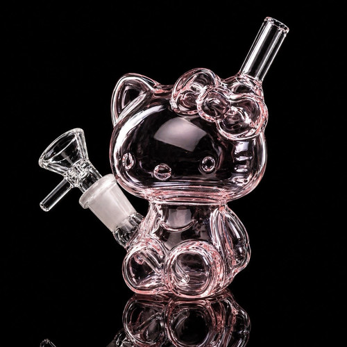 Small pink glass bong - 4.5",