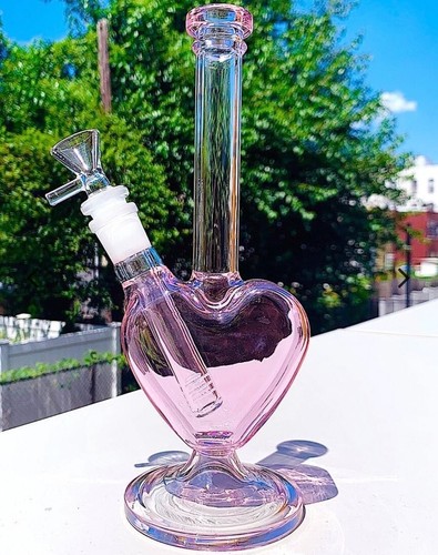 Rora tall pink heart - 9", glass